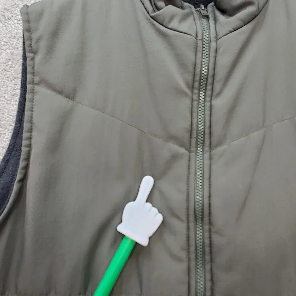 Naturalife Mens‎ Puffer Vest Olive Green Fleece Lined Full Zip Size Medium 9879